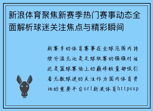 新浪体育聚焦新赛季热门赛事动态全面解析球迷关注焦点与精彩瞬间